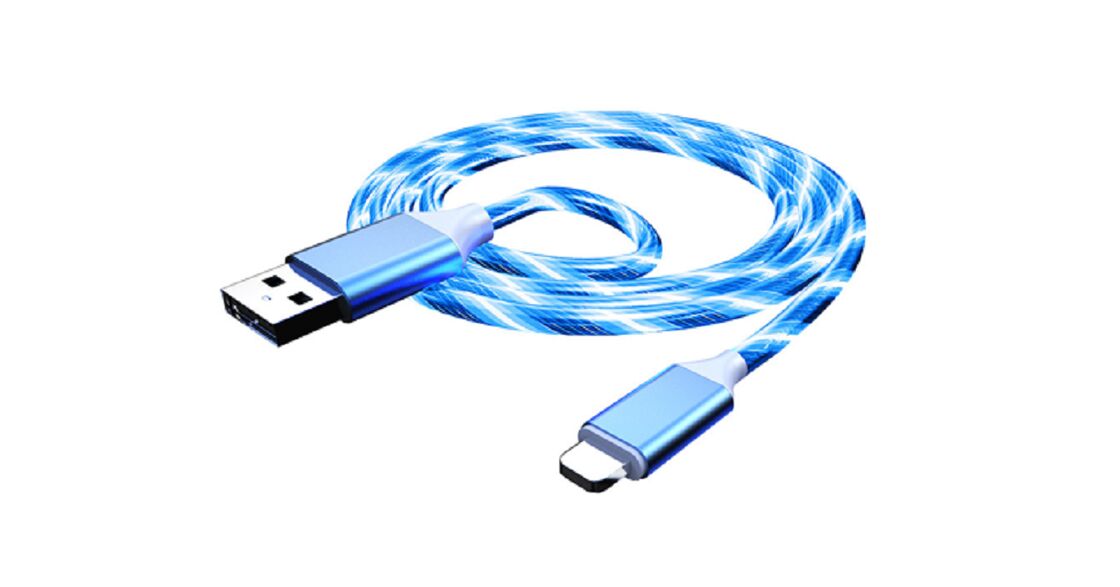 LED-Glow-Ladekabel,1M, 3,5mm OD, Aluminiumlegierungsanschluss, Verbundkupfer, farbenfrohes RGB-Licht, Weiß/Blau/Rot/Grün