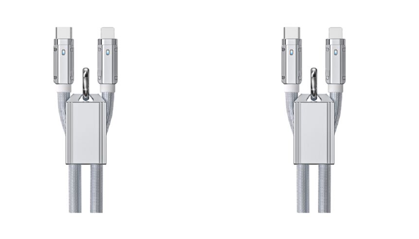 65W/27W Genuine Silicone Braided Fast Charging Cable, C zu C / C zu Blitz,1m, Silber, Zinklegierung, unterstützt PD & Data Sync