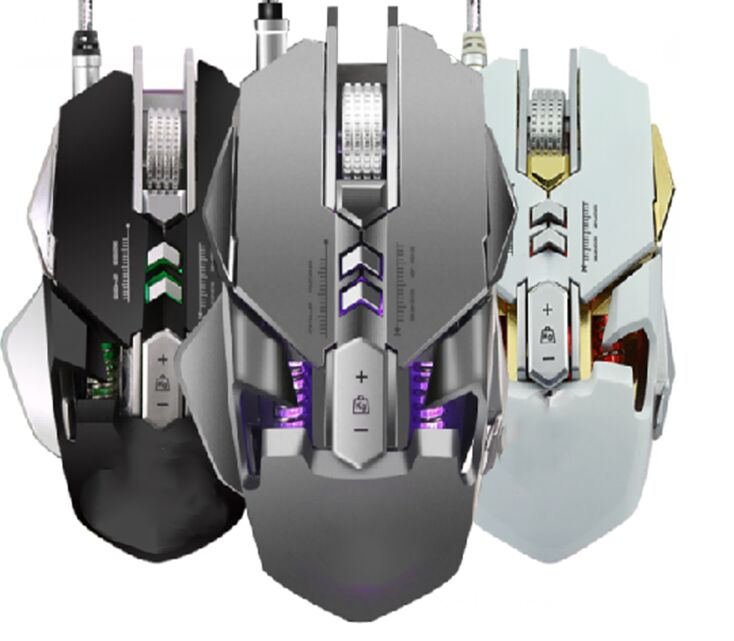 3200 DPI Ergonomische Gaming-Maus mit Turbo-Kühlventilator, anpassbares RGB, 7 programmierbare Tasten, 1,5 m geflochtenes USB, schwarz, weiß, Pistole