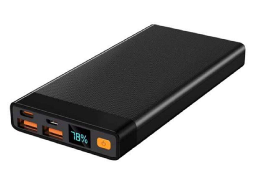 10000mAh Slim Powerbank, PD 22,5W, Typ-C & USB-A, Schwarz/Weiß