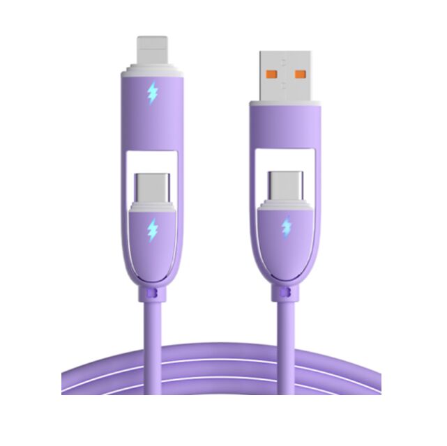 5-in-1-Silikon-Datenkabel, 60W C-C, 4 Farben, echtes 5-Kern-Kabel, 1,0M