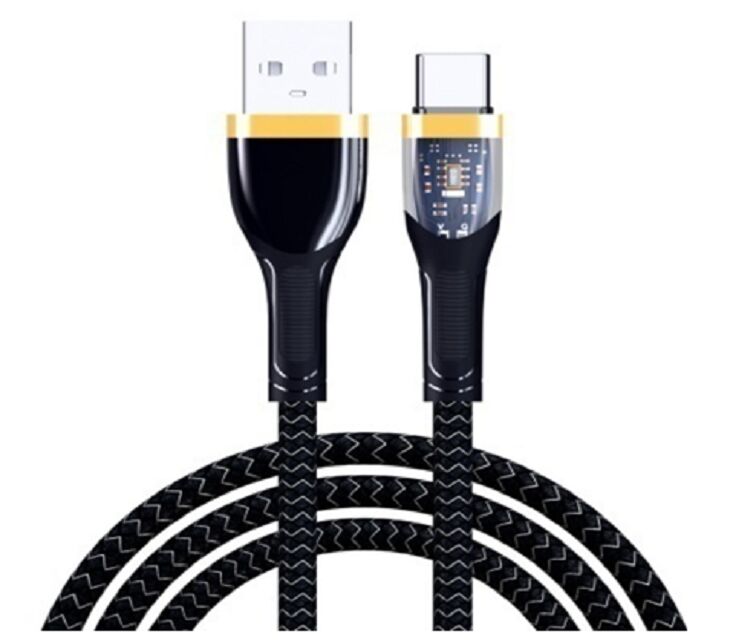 4-Core geflochtenes Schnellladekabel, USB-A bis Typ-C, 24-Strang-Nylon, Aluminium-Schale