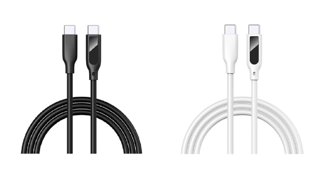 Digitalanzeige USB-C Kabel, 5A Schnellladung, Silikon, 1m, Echtzeit-Spannung/Strom