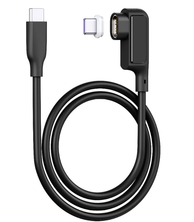 5A Magnetisches USB-C-Kabel mit Digitalanzeige, 0,5M, Silikon, Winkel, 480Mbps, Schwarz/Weiß