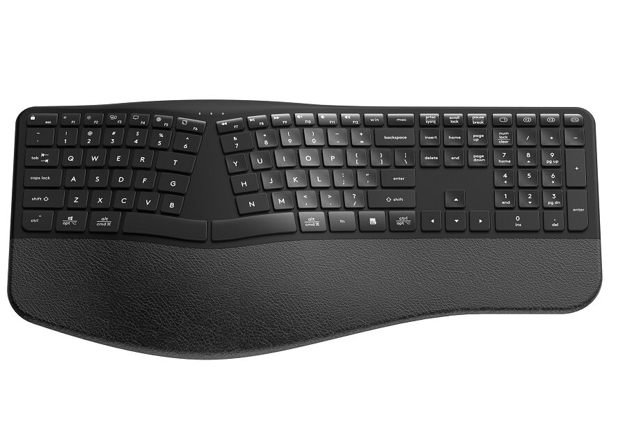 Ergonomische Dual-Mode-Tastatur mit Scherenschaltern und Handballenauflage, leises Tippen