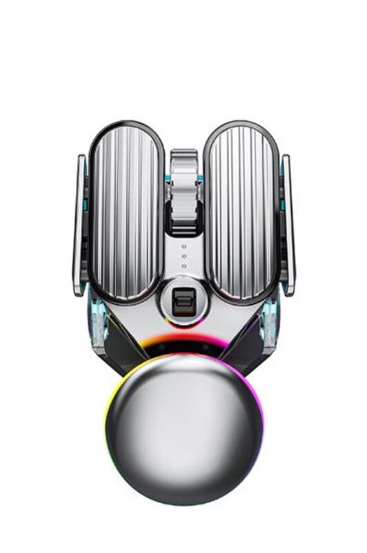 Wiederaufladbare leise drahtlose Maus, 6 Tasten, 4800 DPI, RGB-Hintergrundbeleuchtung, Dual-Mode, Metall Silber