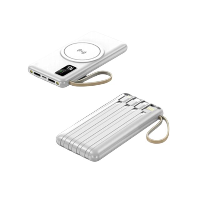 10.000 mAh kabellose Powerbank mit 4 Kabeln, 3 Farben