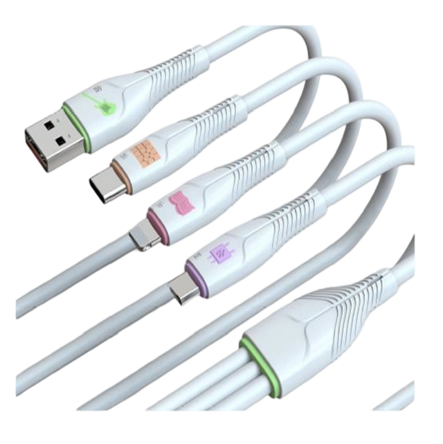 Weißes 3-in-1-Ladekabel (USB auf Lightning/Micro/Typ-C), 1,5 m