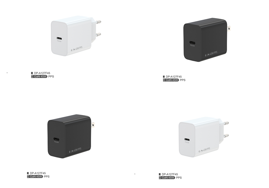 45W PD+QC Schnellladegerät (EU-Stecker), Schwarz/Weiß, Farbbox