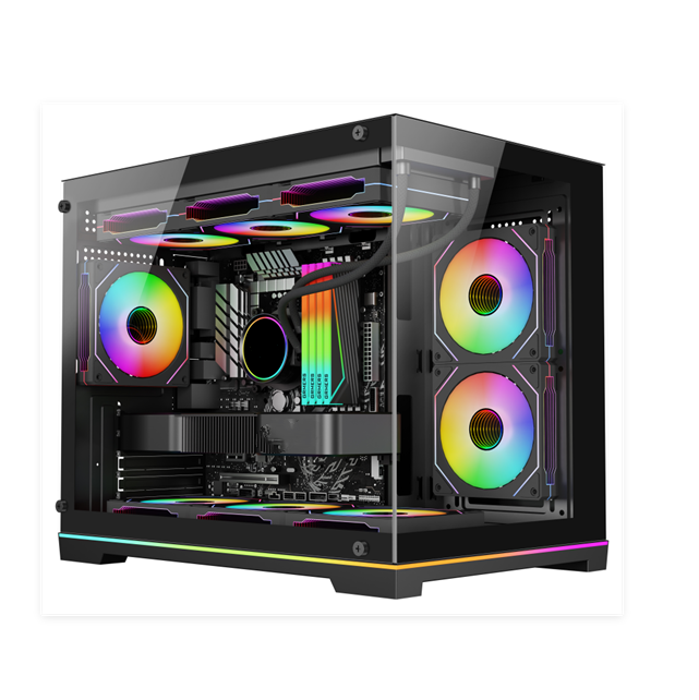 Full Tower ATX-Gehäuse mit gehärtetem Glas, 360 mm Radiator und 5-Slot VGA-Unterstützung