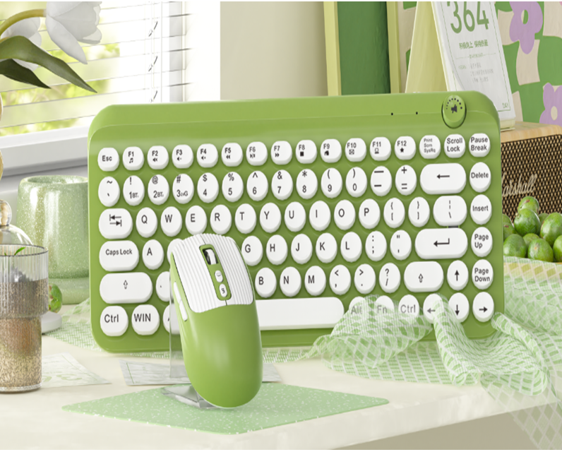 2.4G & BT Dual-Mode Tastatur Maus Kombination, 78-Taste Metallplatte + Drehknopf, 500mAh