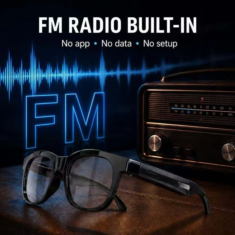 Bluetooth 5.4 Audio Sonnenbrille w/FM Typ-C 6H Spielzeit 38,5g Leichtgewicht Mehrfarbig
