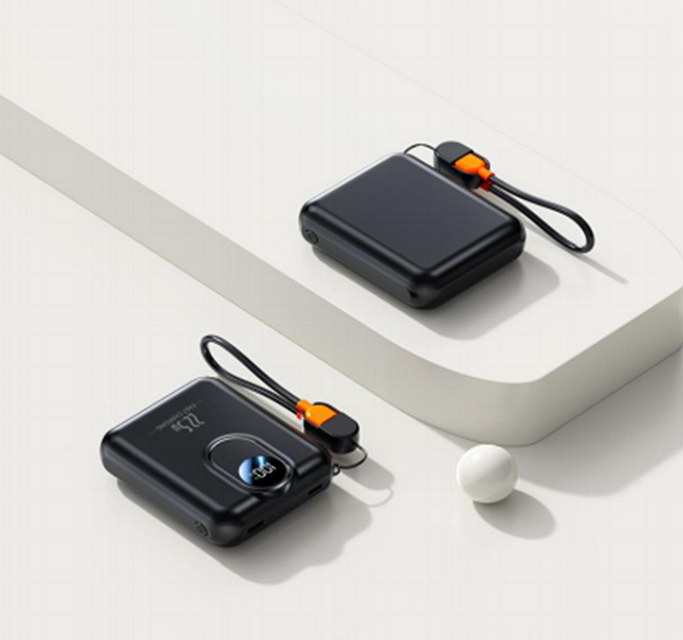 10000mAh 22,5W Schnelllade-Powerbank mit integrierten Kabeln, Farbkarton