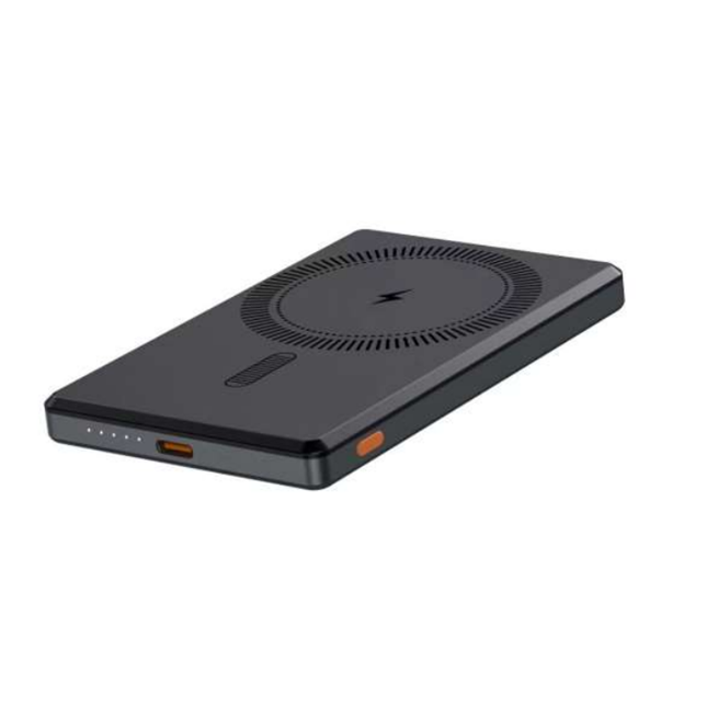 5000mAh magnetische kabellose Powerbank, 20W bidirektionaler Typ-C, Grade-A Polymer 9,5mm ultra-schlank, Gunmetal