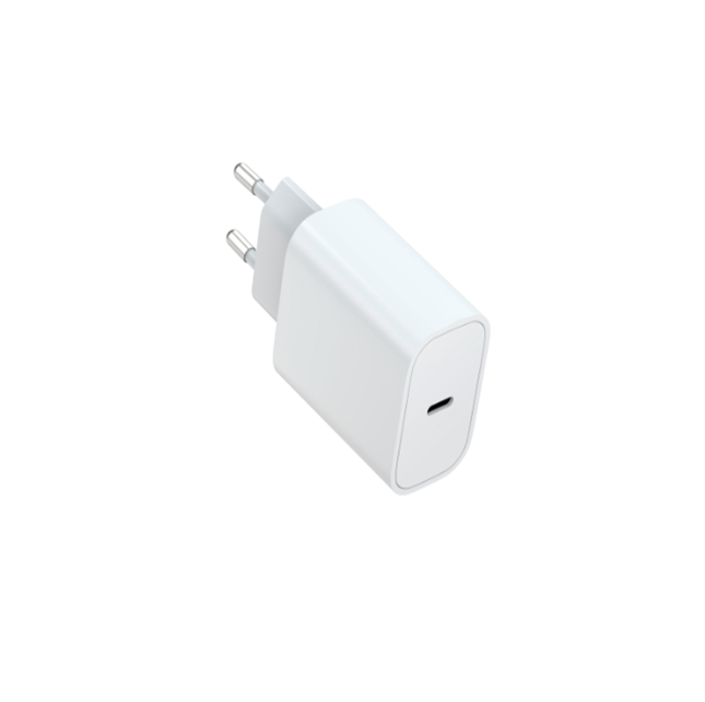 25W PD Europäisches Schnellladegerät Farbkasten, AC 100-240V Eingang, Weiß