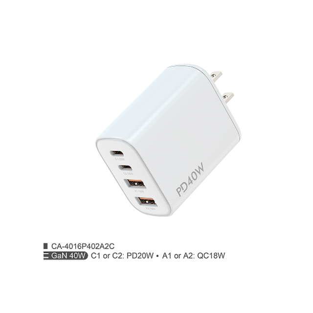 40W PD+QC Dual Fast Charger, US Klappstecker, 5V3A/9V2A/12V1.67A Mehrspannungsausgang, iPhone/Android-kompatible Farbbox