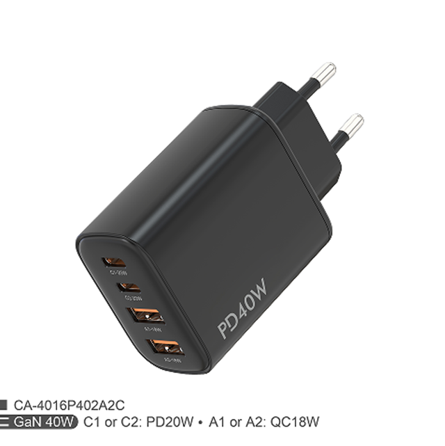 40W PD+QC Dual Fast Charger, US Klappstecker, 5V3A/9V2A/12V1.67A Mehrspannungsausgang, iPhone/Android-kompatible Farbbox