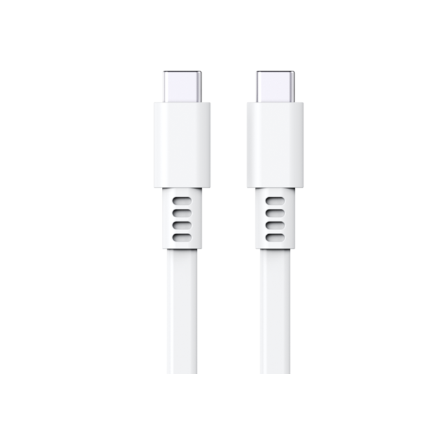 USB 2.0 Silikon Flachkabel für schnelles Laden, Typ-C auf C 3A/20V + 480Mbps Datenübertragung, 1M weißes, weiches, biegefestes Kabel