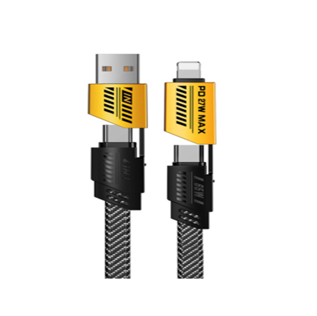 4-in-1 PD Schnellladekabel mit Nylongeflecht, 1M, schwarze Farbbox