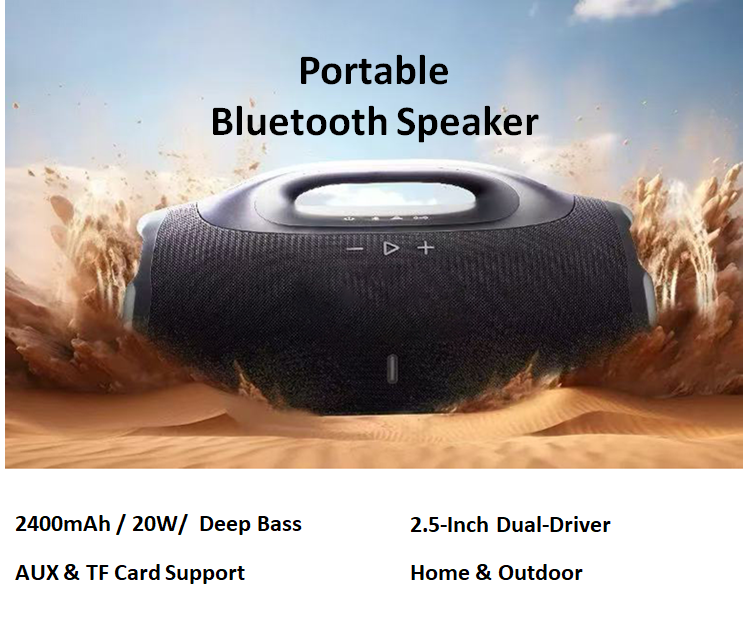 20W Dual-Driver Bluetooth-Lautsprecher mit Deep Bass, tragbares drahtloses Stereo für Zuhause und im Freien