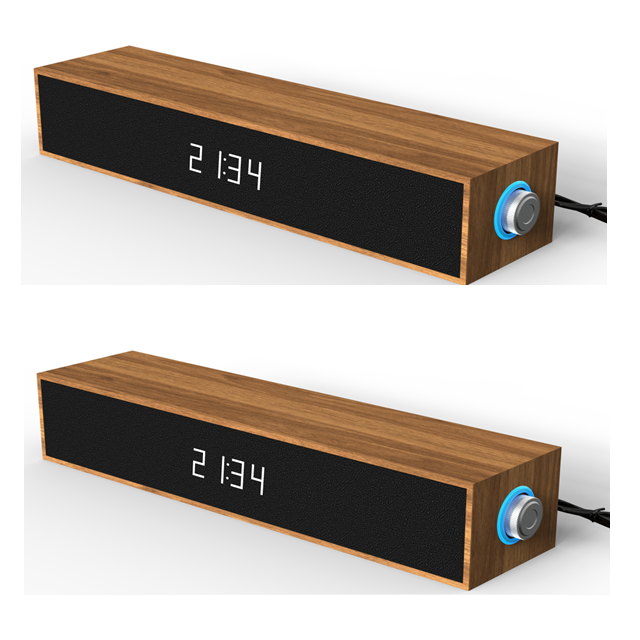 Retro Holz Bluetooth 5.4 Lautsprecher mit Umgebungslicht & Uhranzeige, Dual 2