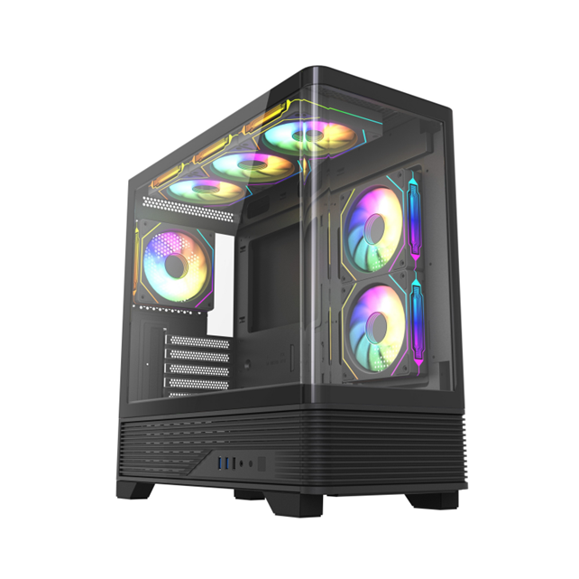 Panoramisches geschwungenes Glas PC-Gehäuse, 360 mm AIO-Unterstützung, 410 mm GPU-Bereitstellung, M-ATX/ITX