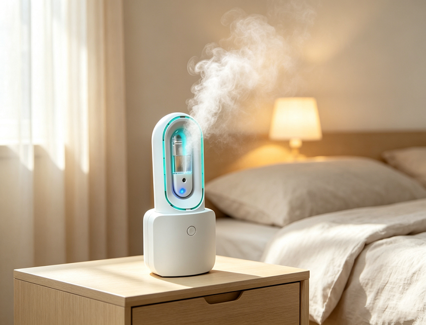1600mAh Touch Bladeless Fan & Humidifier mit 6-farbigem Warmlicht