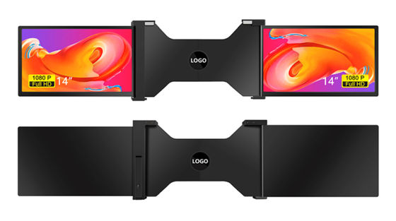 Zwei 14-Zoll-Panorama-Laptop-Monitore Drei-Bildschirm-Setup mit 25,3 mm dünnem Display Full HD IPS 16/9 Bildverhältnis